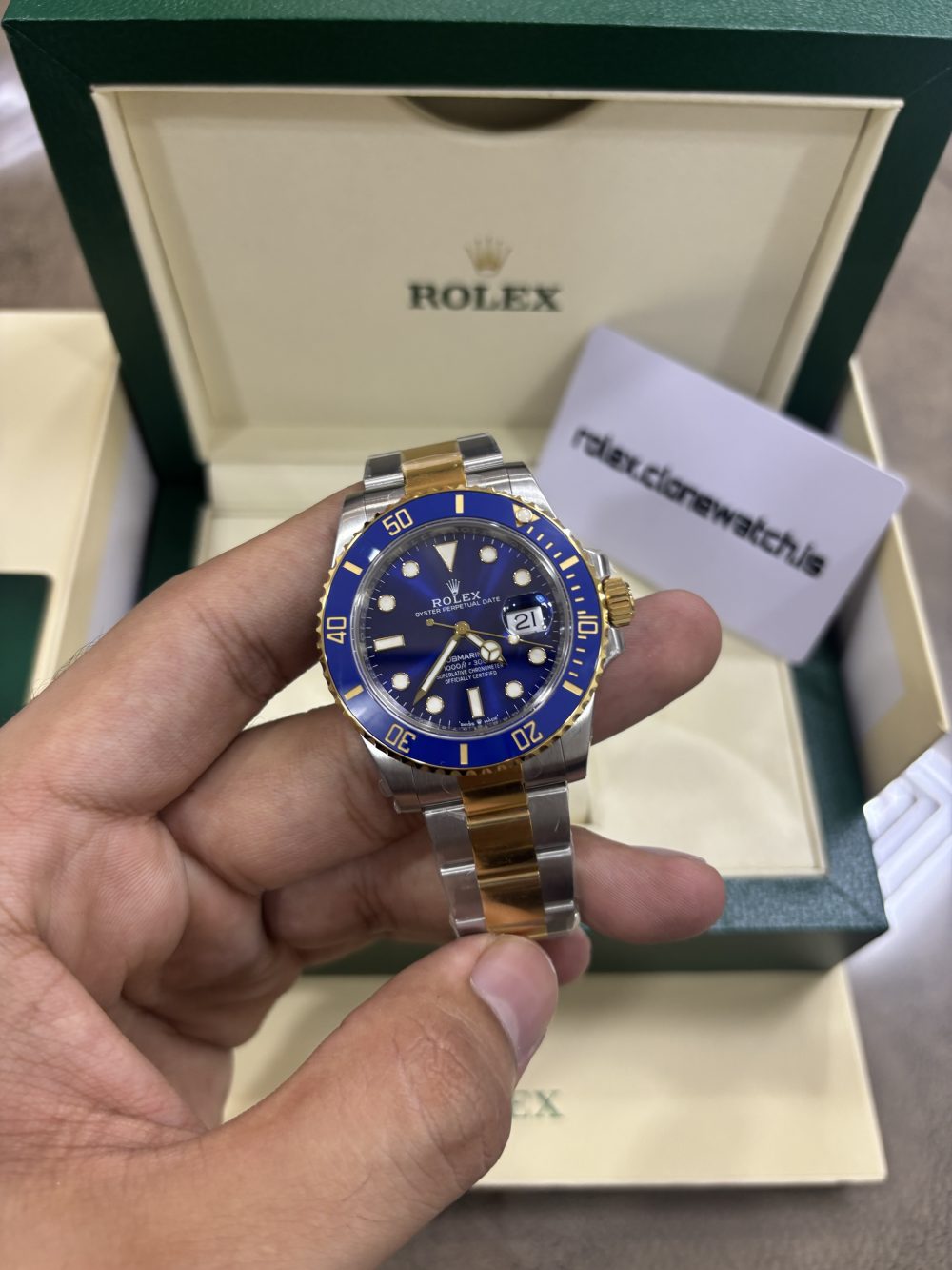 Rolex Oyster Submariner Super Clone Date Two Tone Royal Blue Dial - Image 2