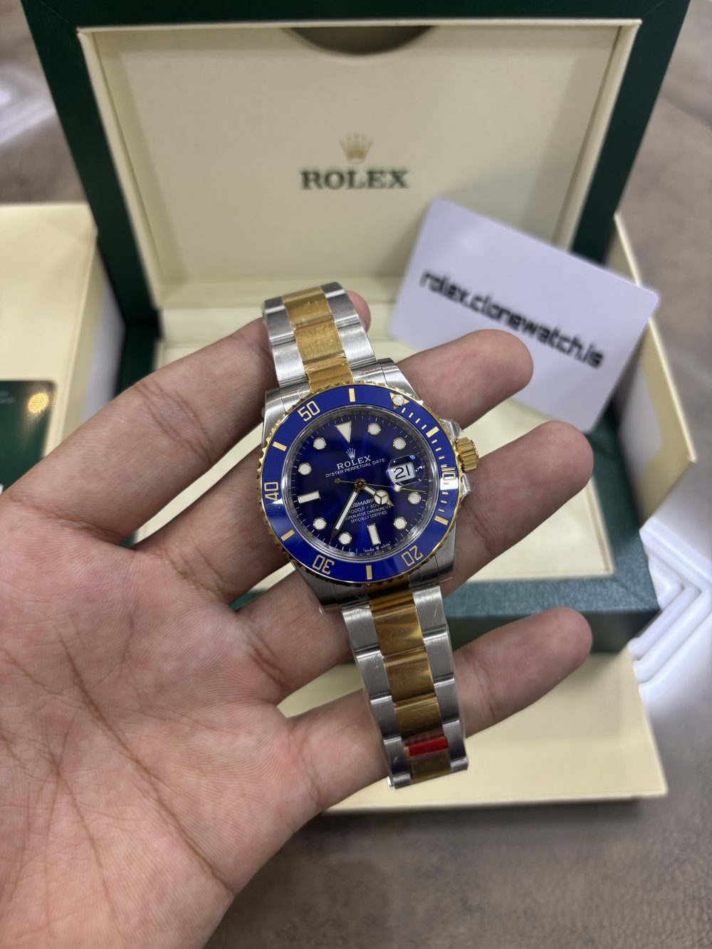 Rolex Oyster Submariner Super Clone Date Two Tone Royal Blue Dial - Image 3