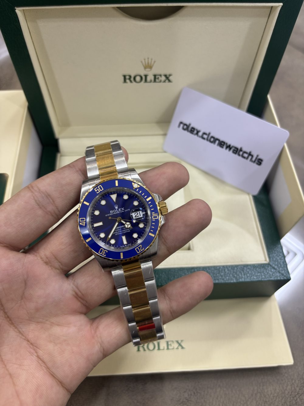 Rolex Oyster Submariner Super Clone Date Two Tone Royal Blue Dial - Image 4