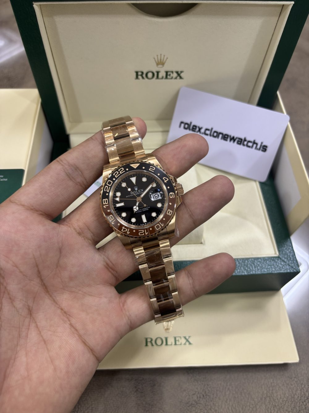 Rolex GMT Master II Rootbeer Rose Gold 126715CHNR Super Clone - Image 4