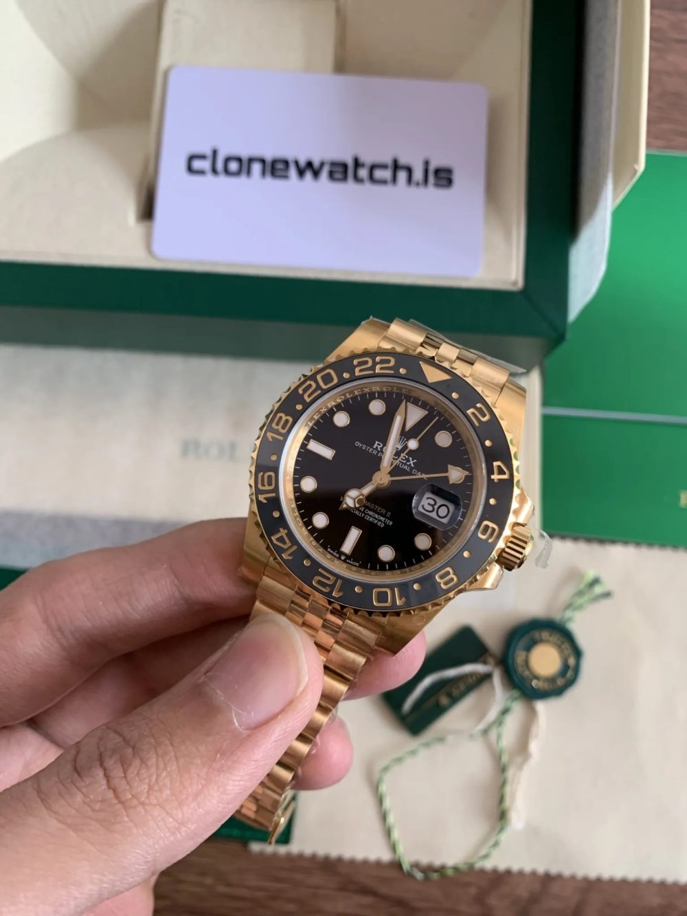 1:1 Rolex GMT Master II Superclone Yellow Gold Jubilee Bracelet Swiss 3285 - Image 3