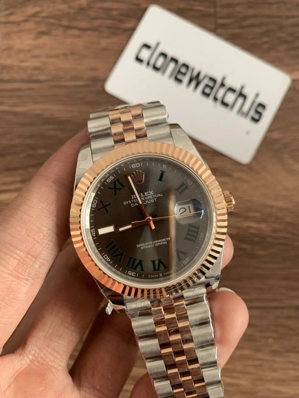1:1 Superclone Rolex Datejust 41 Wimbledon Rose Gold Ref126334 Swiss 3235 Clone Movement - Image 2