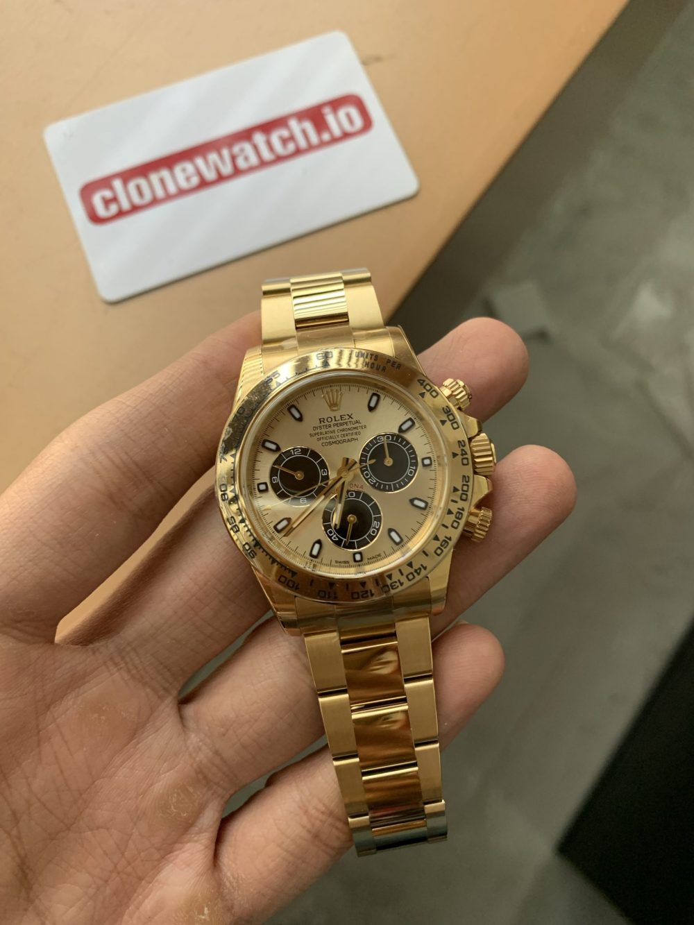 Best Fake Rolex Daytona Replica All Gold Champagne Dial Swiss Clone 4130 - Image 2