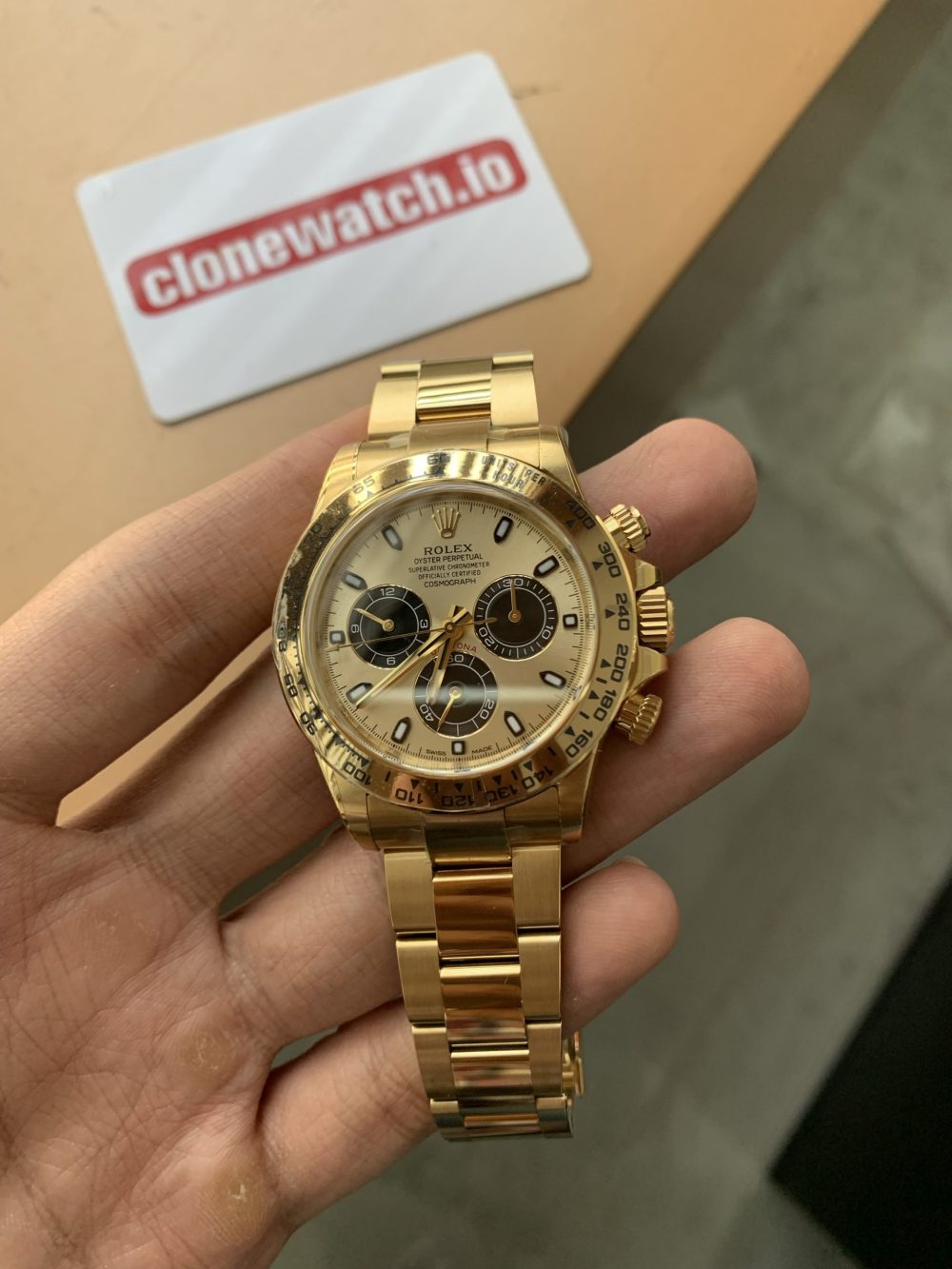 Best Fake Rolex Daytona Replica All Gold Champagne Dial Swiss Clone 4130