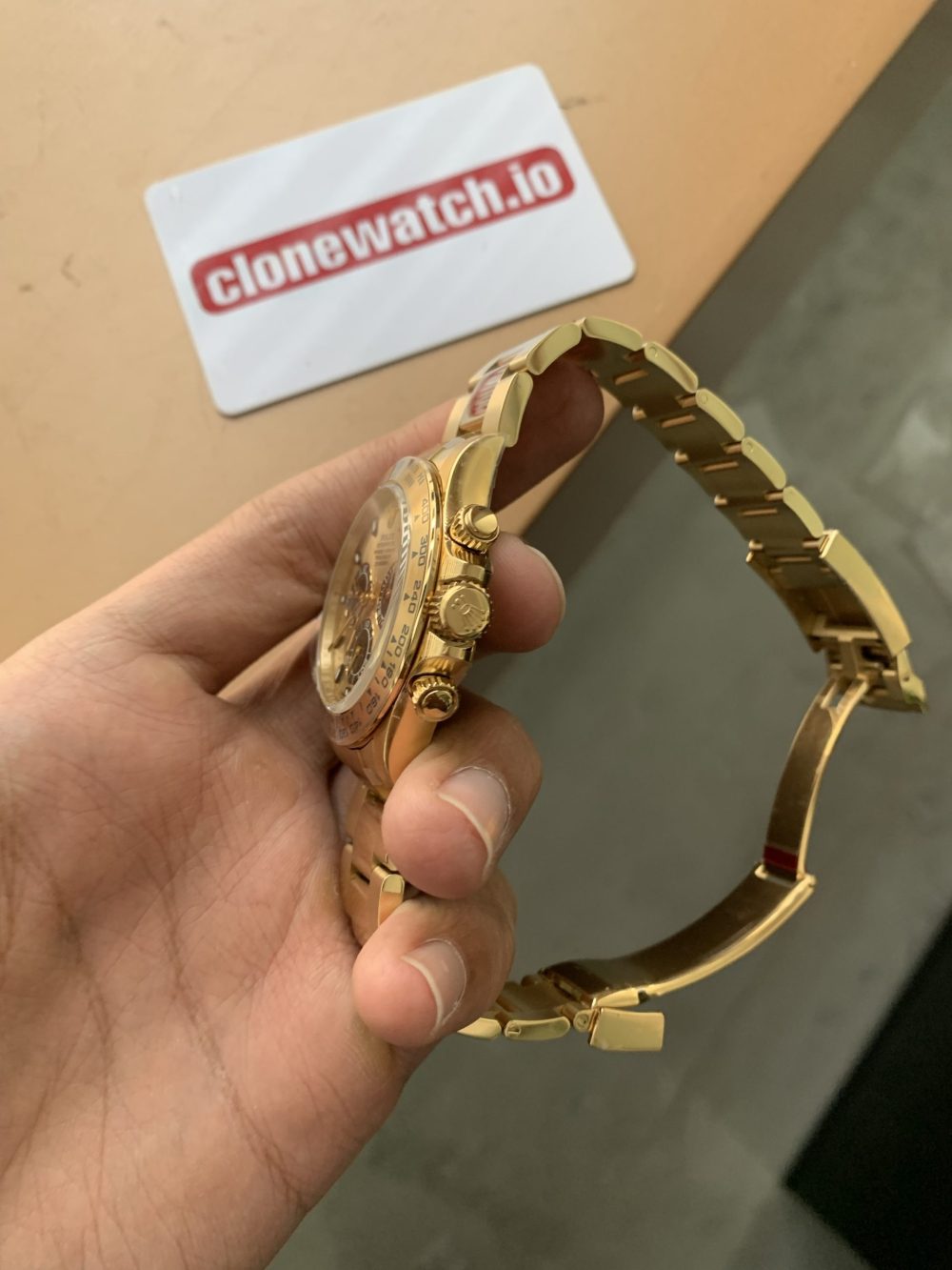 Best Fake Rolex Daytona Replica All Gold Champagne Dial Swiss Clone 4130 - Image 4