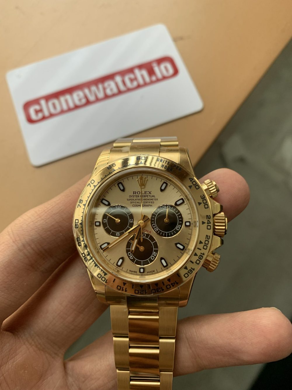 Best Fake Rolex Daytona Replica All Gold Champagne Dial Swiss Clone 4130 - Image 3