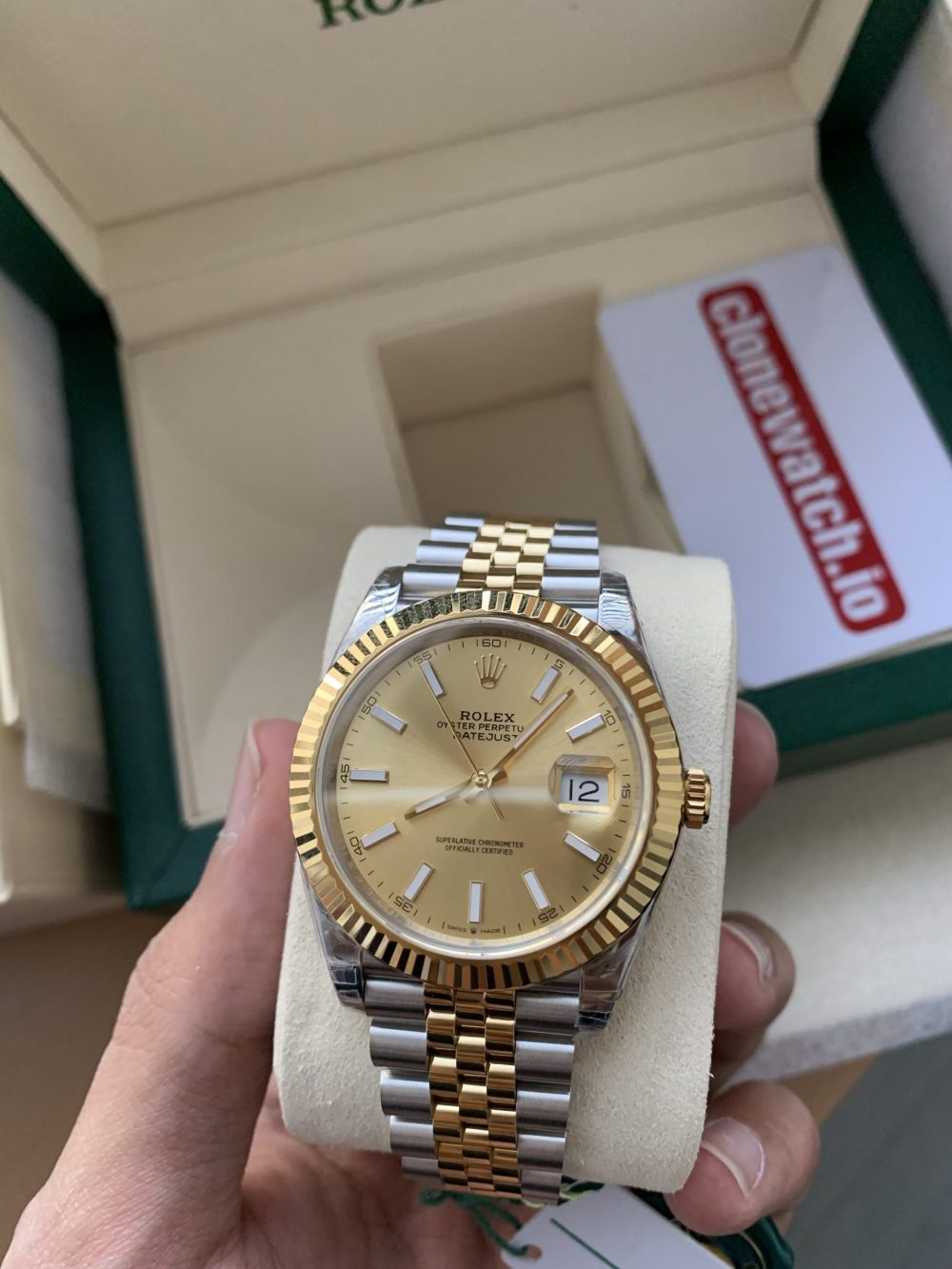 Superclone Rolex Datejust 41  Two Tone Champagne Dial 3235 - Image 2