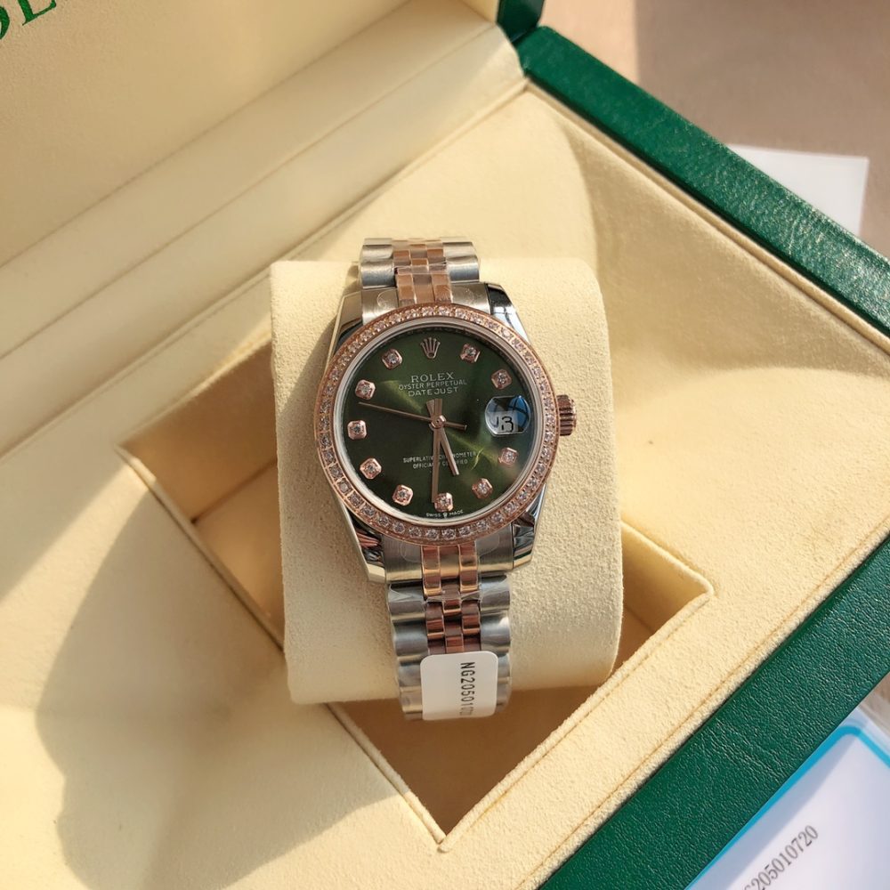 Rolex Ladies Datejust 28mm Green VS-Grade Diamond Bezel - Image 3
