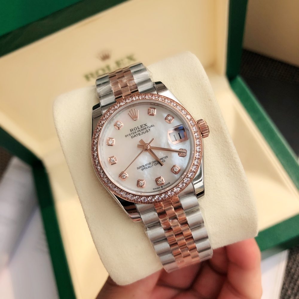 Superclone Womens Rolex Datejust 31mm White Diamond Dial