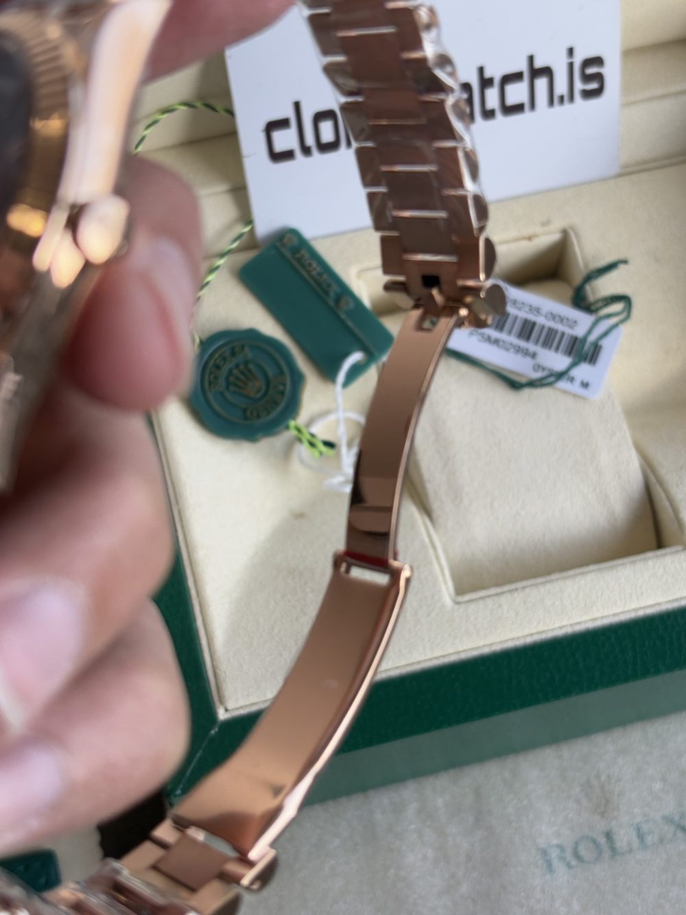 1:1 fake Rolex Day Date 40 Replica Everose Gold Chocolate Dial 228235 - Image 5