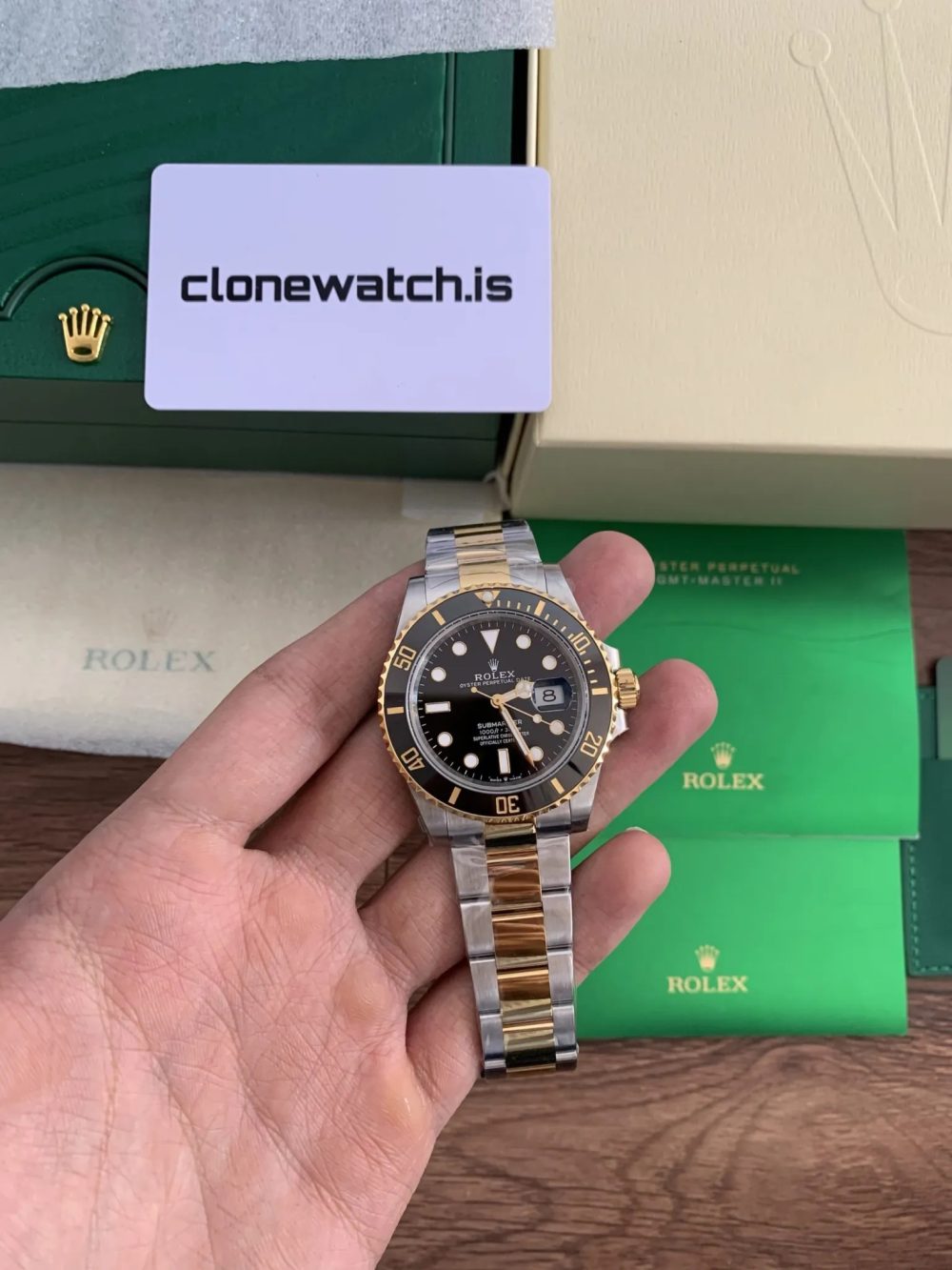 1:1 Best Replica Rolex Submariner Two Tone Black Dial - Image 2