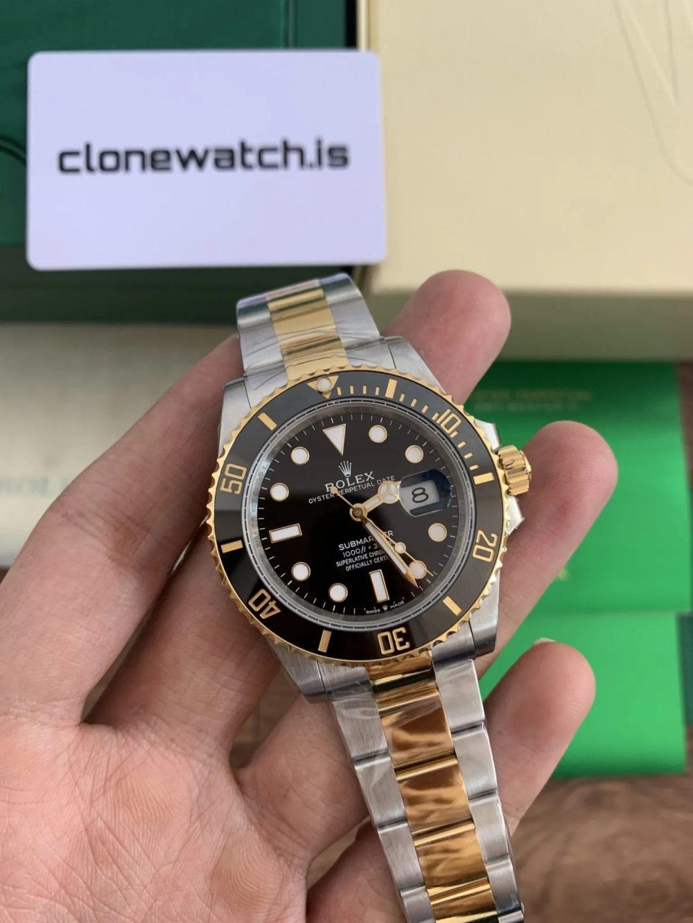 1:1 Best Replica Rolex Submariner Two Tone Black Dial