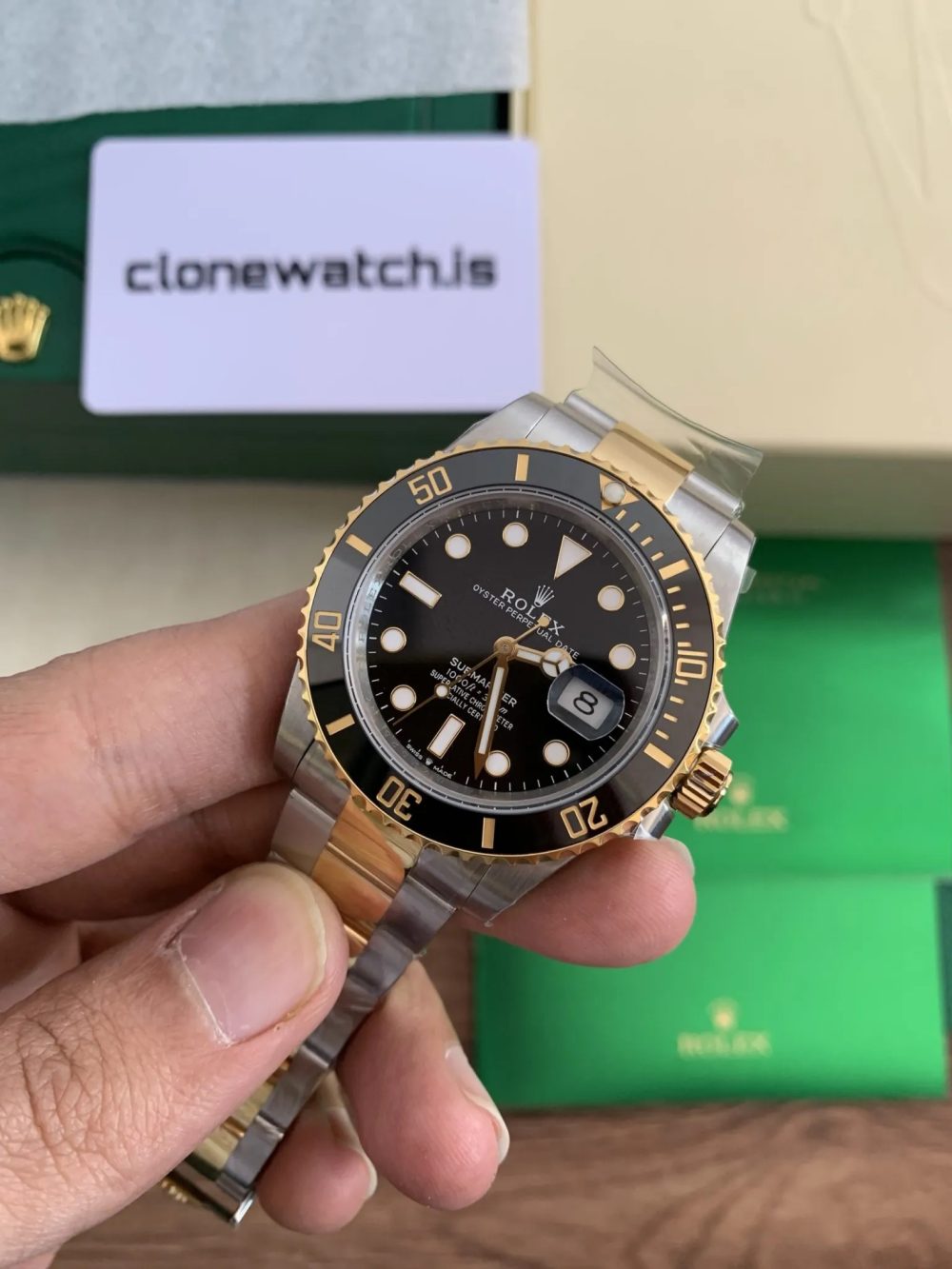 1:1 Best Replica Rolex Submariner Two Tone Black Dial - Image 4